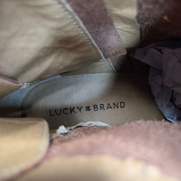 Lucky Brand Ankle Boots Size 9.5 Brown Leather Victorian Western Lace Up Booties - Picture 11 of 13